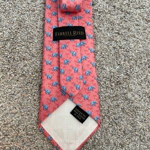 Ferrell Reed Pink Elephant Pattern Tie